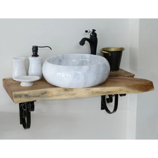 Lavabo Đặt Bàn Kanly MAR123N Đá Tự Nhiên 400x120 mm