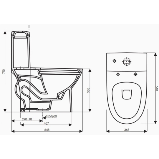 Bồn Cầu Thiên Thanh Water CK67 Toilet 1 Khối Xả Nhấn