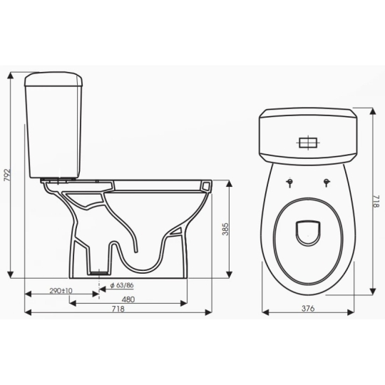 Bồn Cầu Thiên Thanh Waves CD7062G Toilet 2 Khối Xả Gạt
