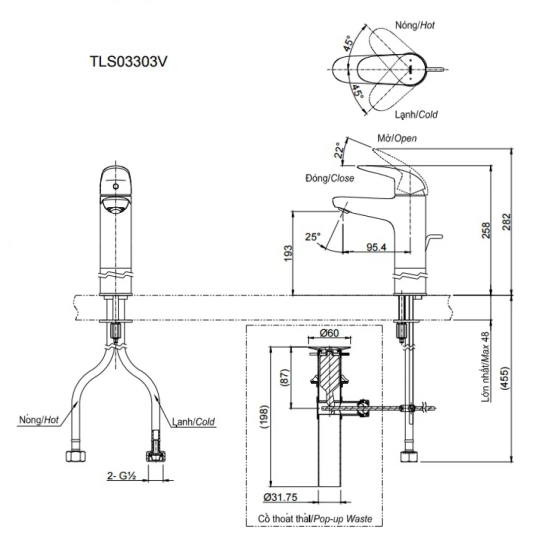 Vòi Lavabo TOTO TLS03303V Nóng Lạnh Cổ Cao